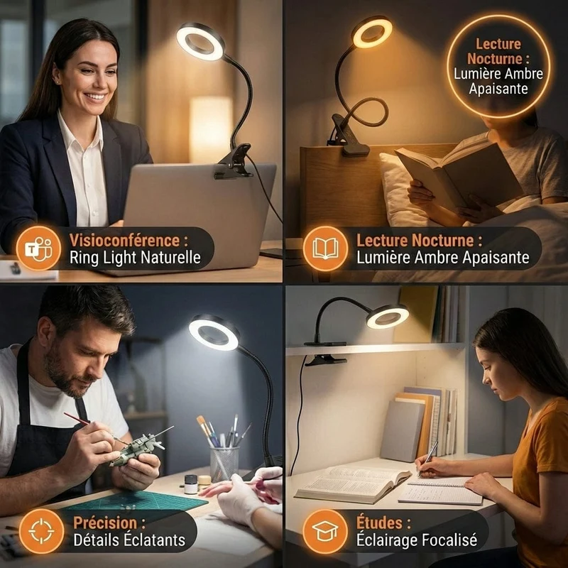 Lampe de Bureau FLEXIS : Col de cygne & Précision visuelle