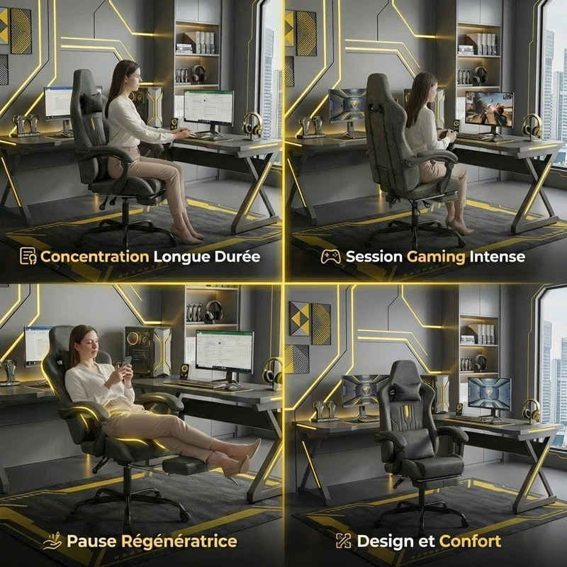 Chaise Ergonomique OMEGA-VIBE : Courbe Dorsale & Confort Massant
