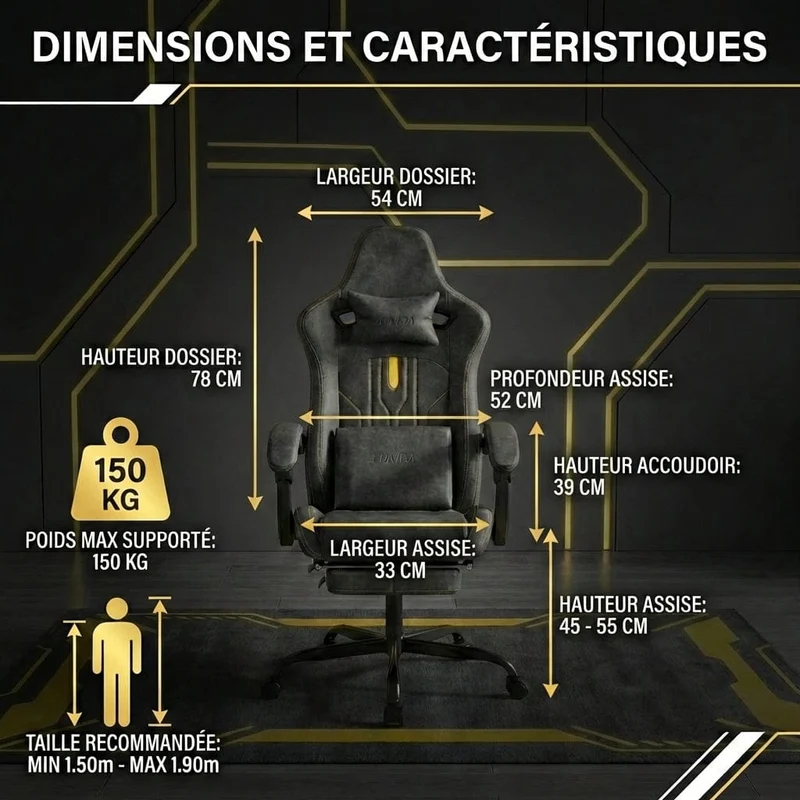 Chaise Ergonomique OMEGA-VIBE : Courbe Dorsale & Confort Massant