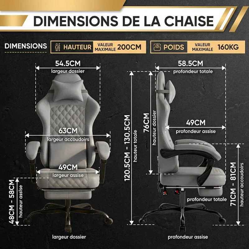 Chaise ergonomique EliteVantage : Design Matelassé & Mode Détente