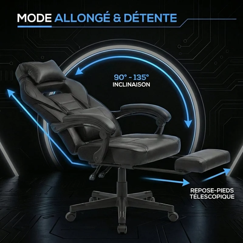 Chaise ergonomique Goliath-150 : Soutien Lombaire Précis et Structure Renforcée 150 kg