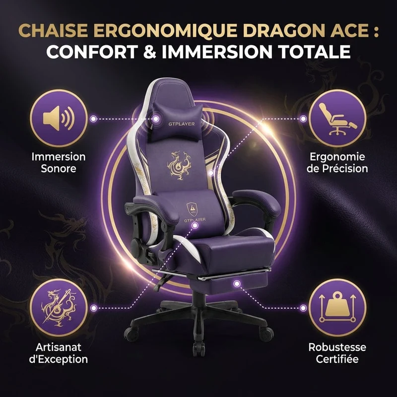Chaise ergonomique Dragon Ace : Confort & Immersion Totale