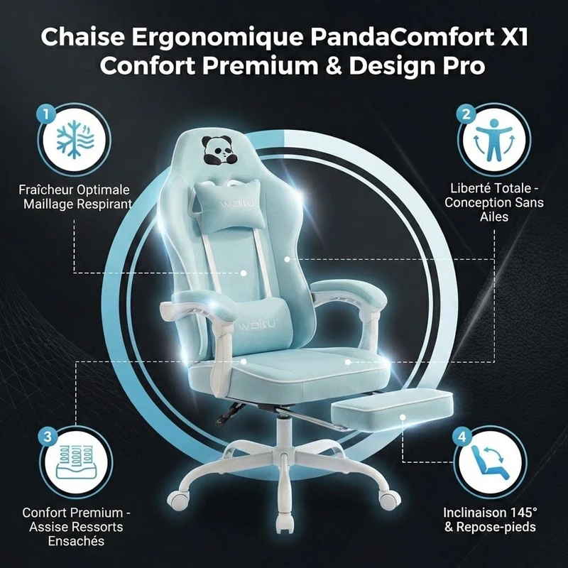 Chaise Ergonomique PandaComfort X1 - Confort Premium & Design Pro