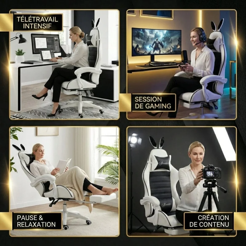 Chaise ergonomique BunnyComfort - Confort, Bien être et Style Lapin