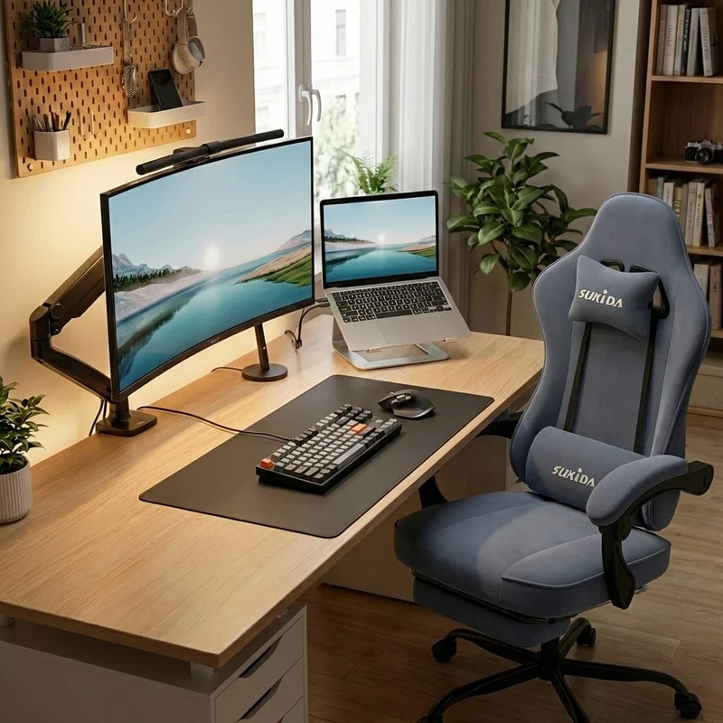 Chaise Gaming Ergonomique SUKIDA avec Massage et Repose-Pieds