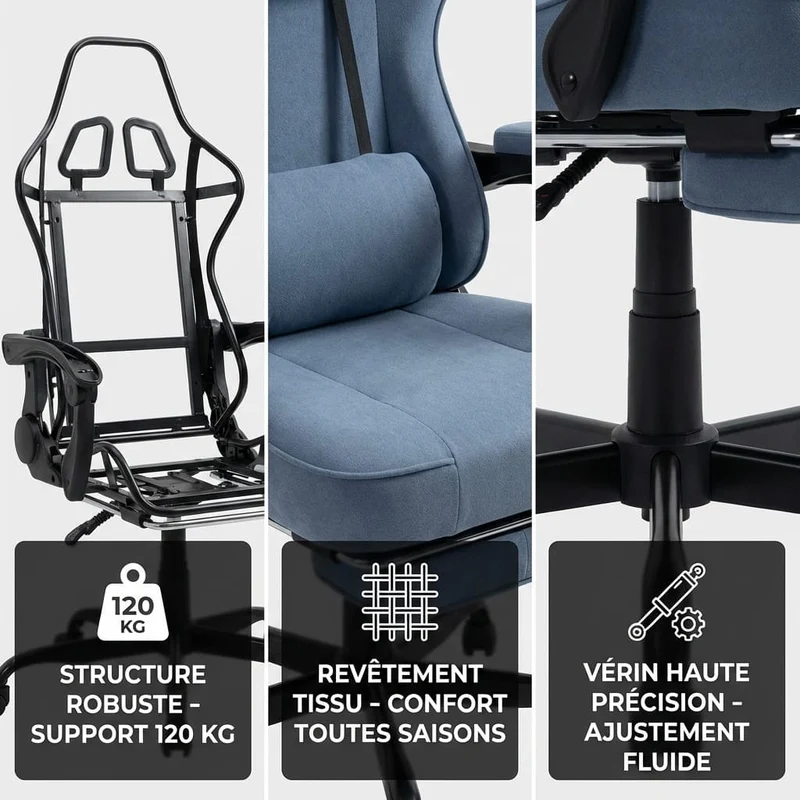 Chaise Gaming Ergonomique SUKIDA avec Massage et Repose-Pieds