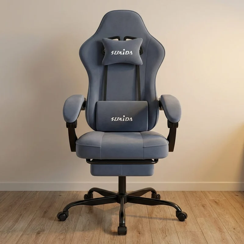 Chaise Gaming Ergonomique SUKIDA avec Massage et Repose-Pieds