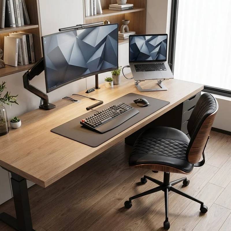 Chaise de Bureau Design Mid-Century en Noyer & Cuir PU | Confort Ergonomique et Gain de Place