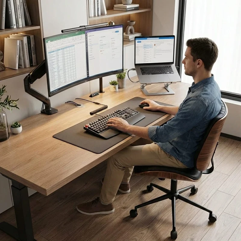 Chaise de Bureau Design Mid-Century en Noyer & Cuir PU | Confort Ergonomique et Gain de Place