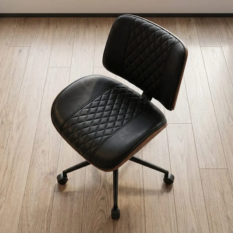 Chaise de Bureau Design Mid-Century en Noyer & Cuir PU | Confort Ergonomique et Gain de Place