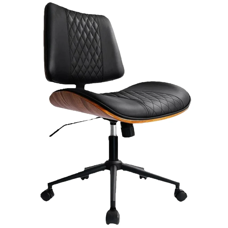 Chaise de Bureau Design Mid-Century en Noyer & Cuir PU | Confort Ergonomique et Gain de Place