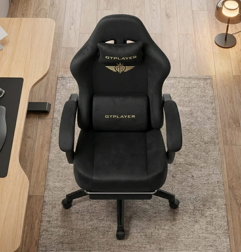 Chaise de Bureau Ergonomique Premium – Assise "Confort Canapé" en Tissu Suédé Respirant & Repose-Pieds Rétractable