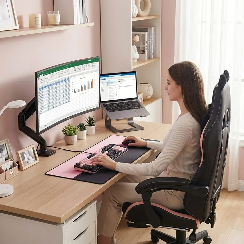 Chaise Ergonomique Gaming Design Chat avec Repose-Pieds Rétractable