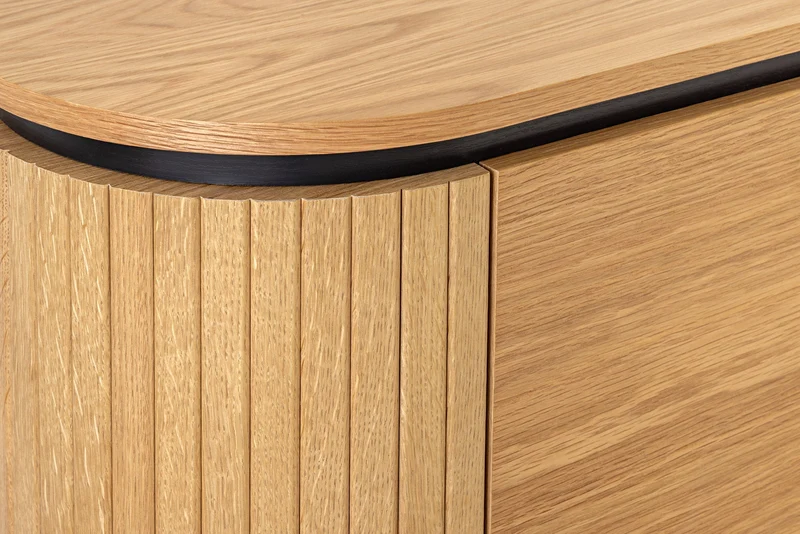 Meuble TV moderne ATELIER 160cm chêne naturel meuble bas métal noir
