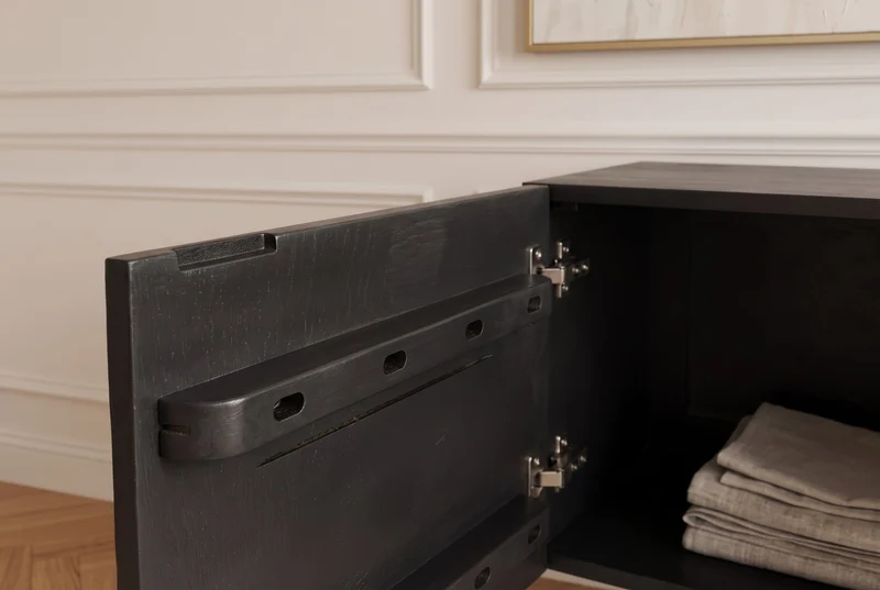 Buffet TV suspendu VULCANO 160cm bois de manguier massif noir