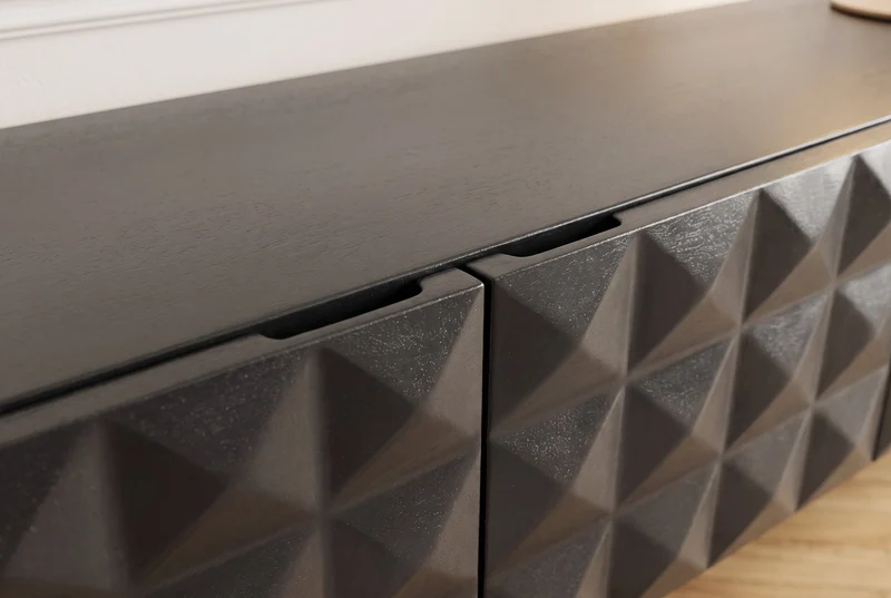 Buffet TV suspendu VULCANO 160cm bois de manguier massif noir