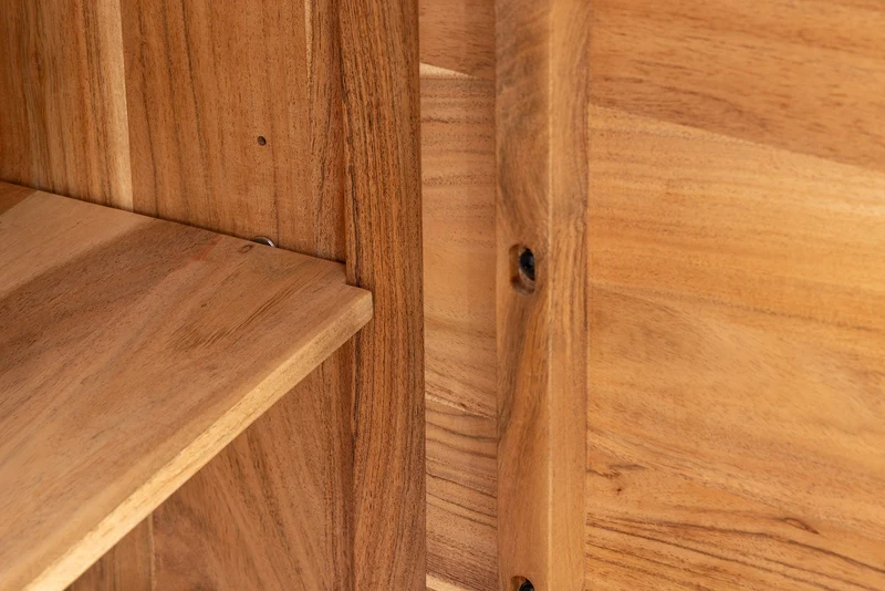 Buffet massif DESERT 160cm bois d’acacia beige sable façade 3D