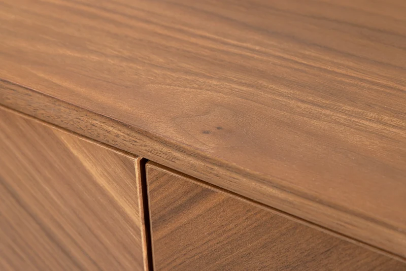 Buffet bas industriel GRANDEZZA 180cm noyer naturel meuble TV métal noir
