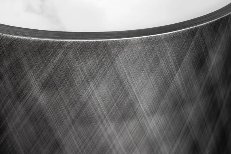 Buffet design REFLECTION 150cm marbre céramique blanc effet 3D anthracite finition brossée