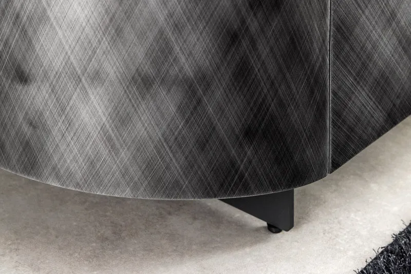 Buffet design REFLECTION 150cm marbre céramique blanc effet 3D anthracite finition brossée