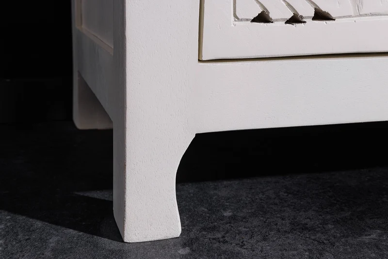 Buffet massif MARRAKESCH 170cm en manguier blanc avec décoration faite main