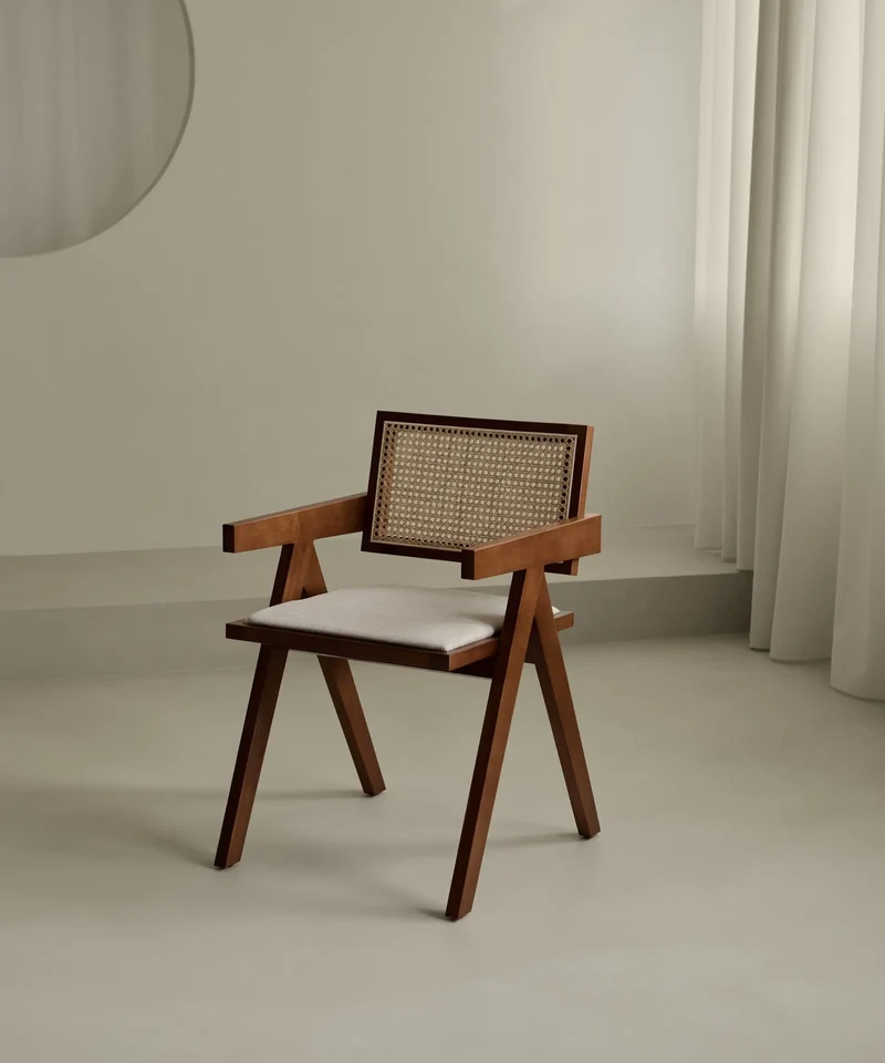 Silla de Comedor en Madera Tapizada con Reposabrazos Pauline Arms
