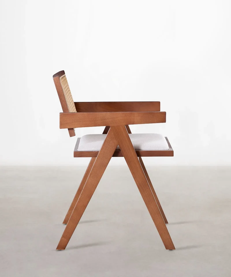 Silla de Comedor en Madera Tapizada con Reposabrazos Pauline Arms