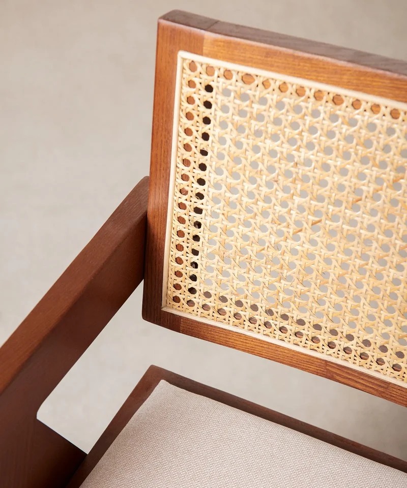 Silla de Comedor en Madera Tapizada con Reposabrazos Pauline Arms