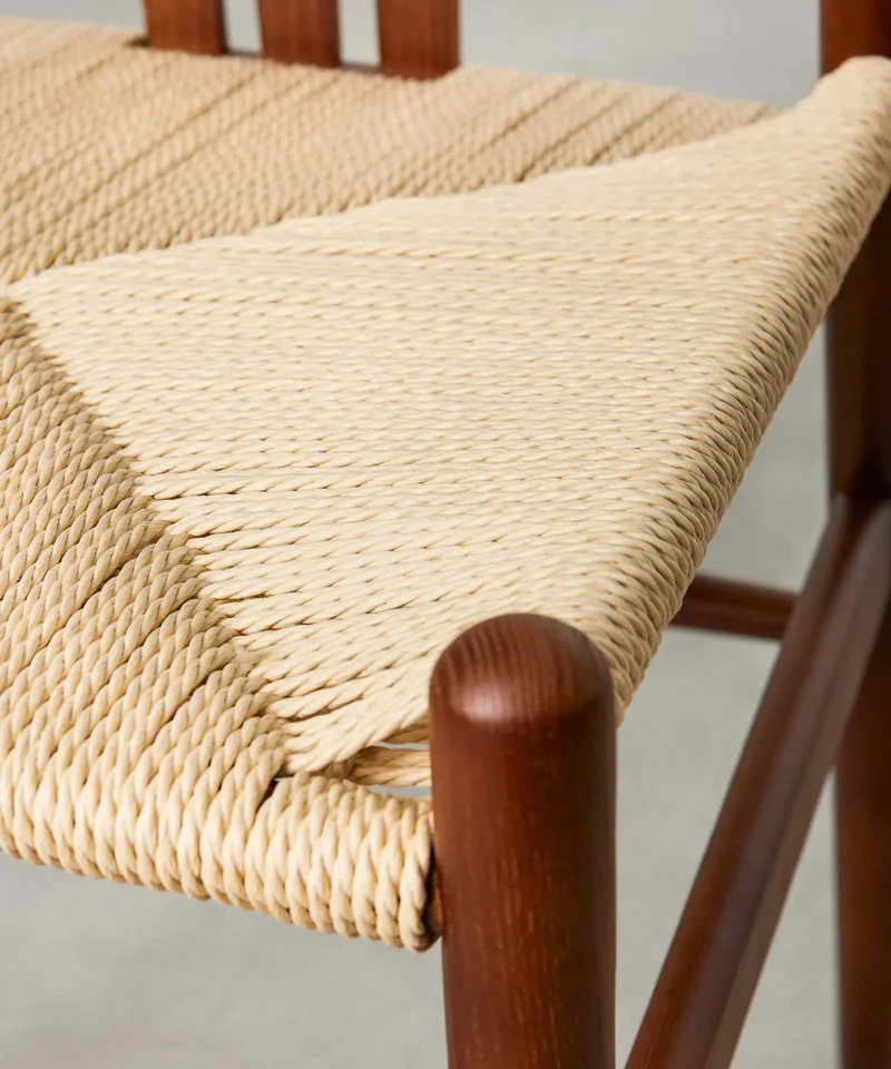 Silla de Comedor en Madera y Cuerda Trenzada Leena