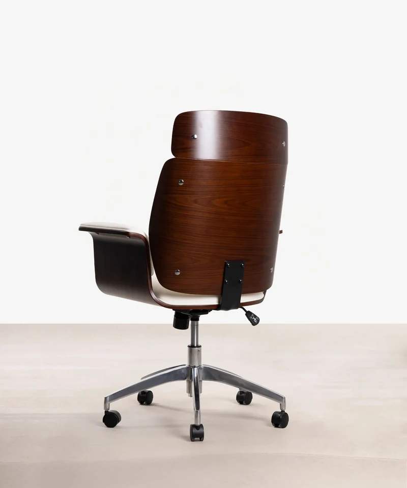 Silla de Escritorio de Polipiel y Madera Shiro