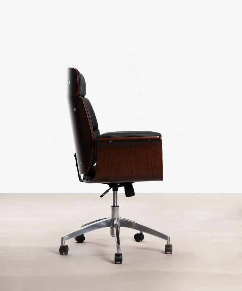 Silla de Escritorio de Polipiel y Madera Shiro
