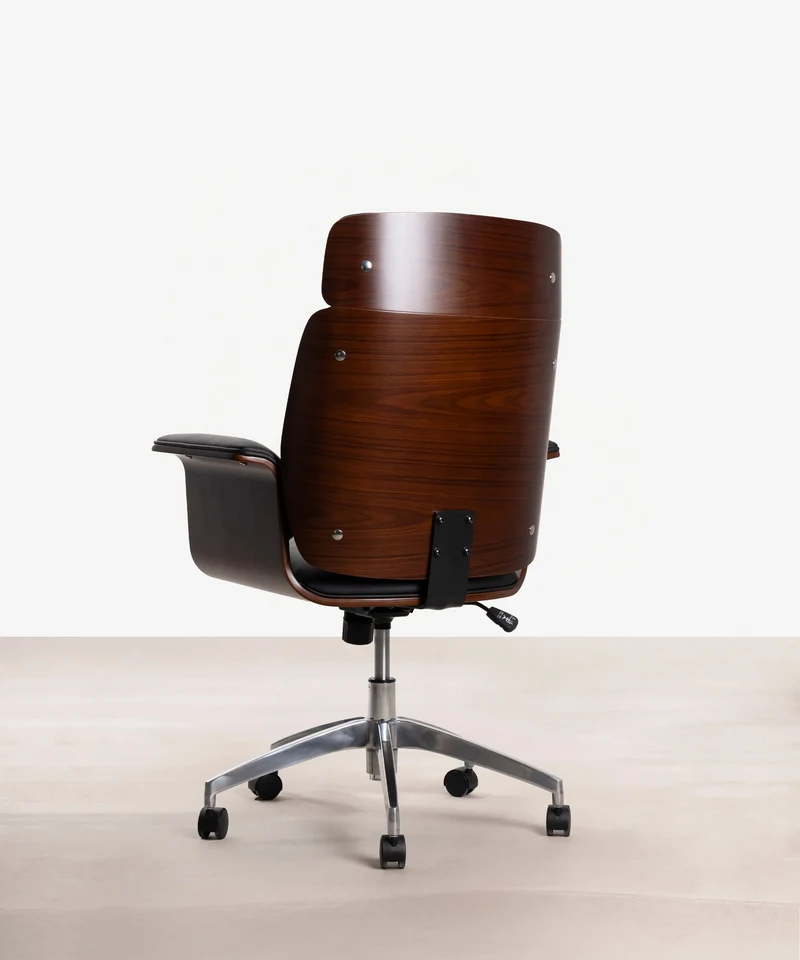 Silla de Escritorio de Polipiel y Madera Shiro