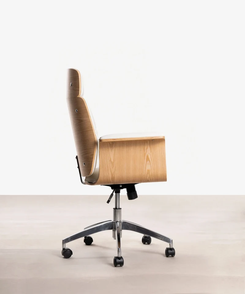 Silla de Escritorio de Polipiel y Madera Shiro