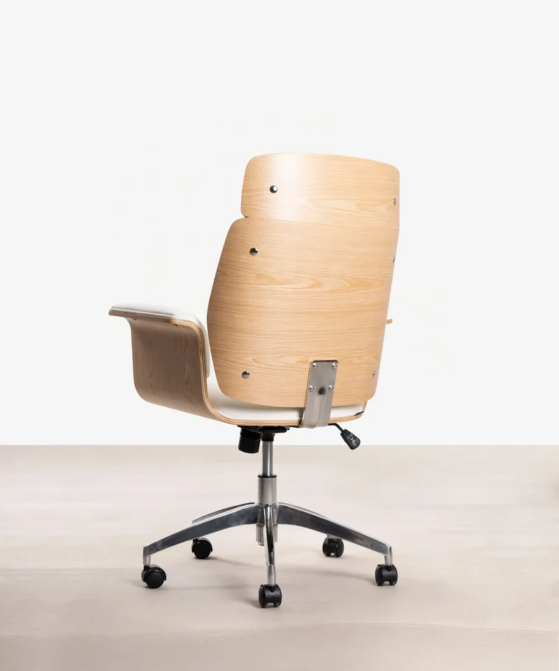 Silla de Escritorio de Polipiel y Madera Shiro