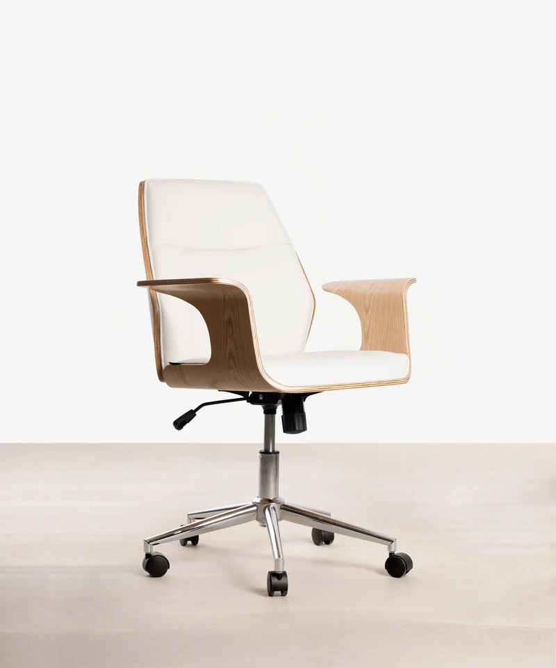 Silla de Escritorio de Polipiel y Madera Malibu