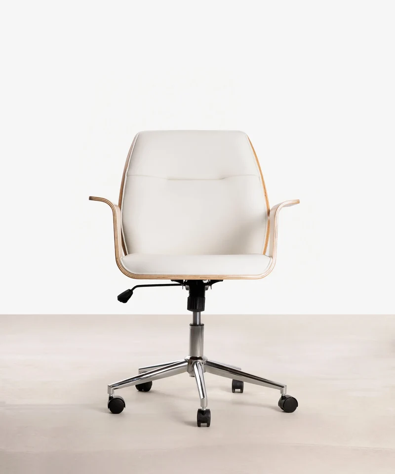 Silla de Escritorio de Polipiel y Madera Malibu