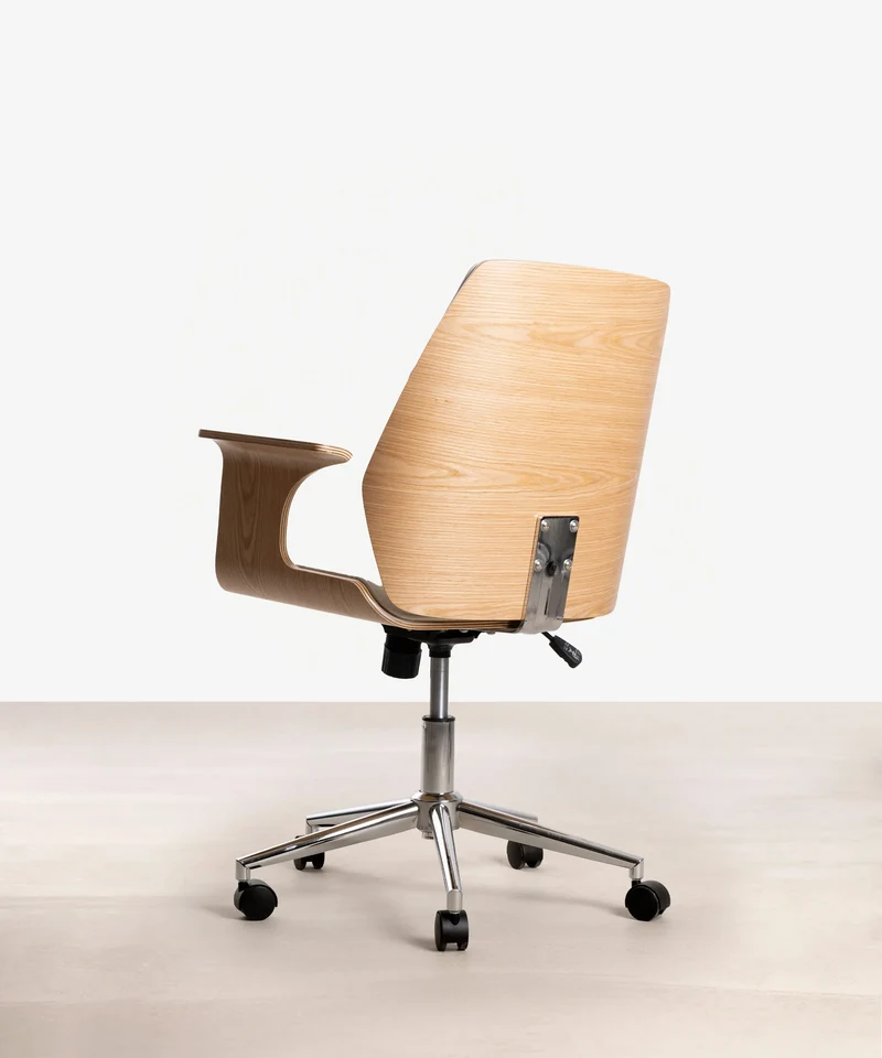 Silla de Escritorio de Polipiel y Madera Malibu