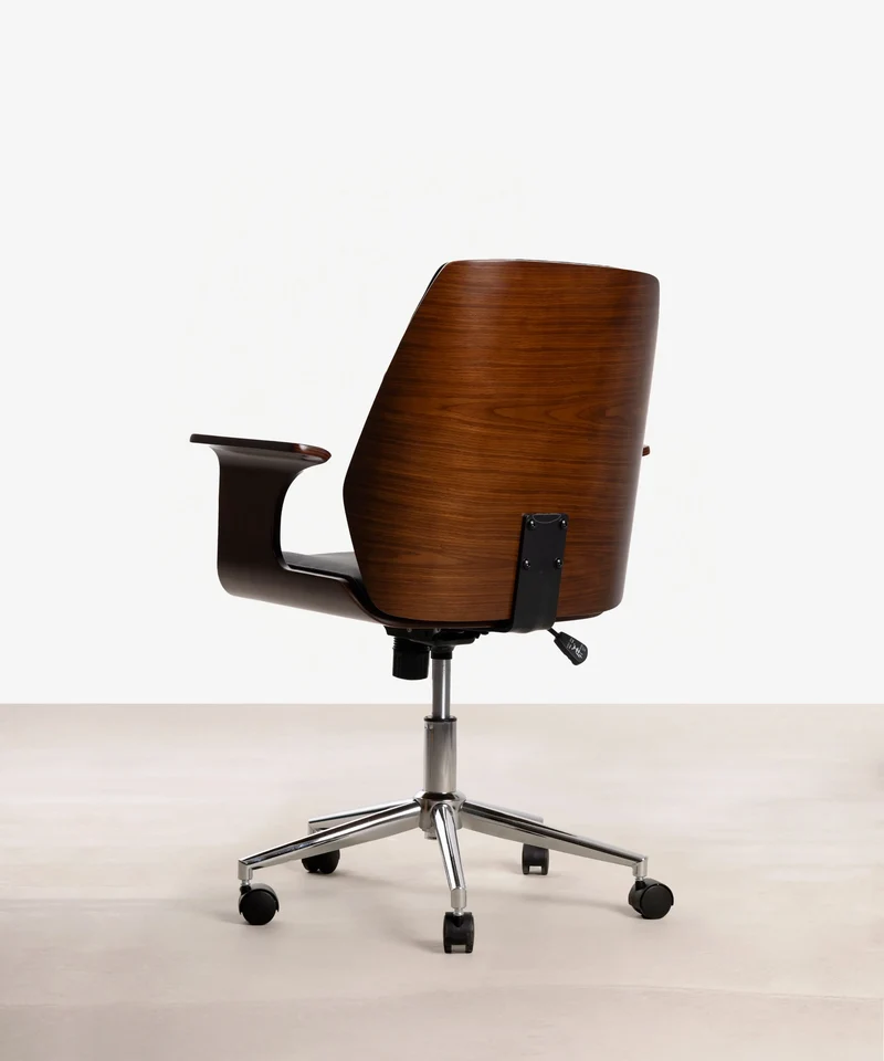 Silla de Escritorio de Polipiel y Madera Malibu