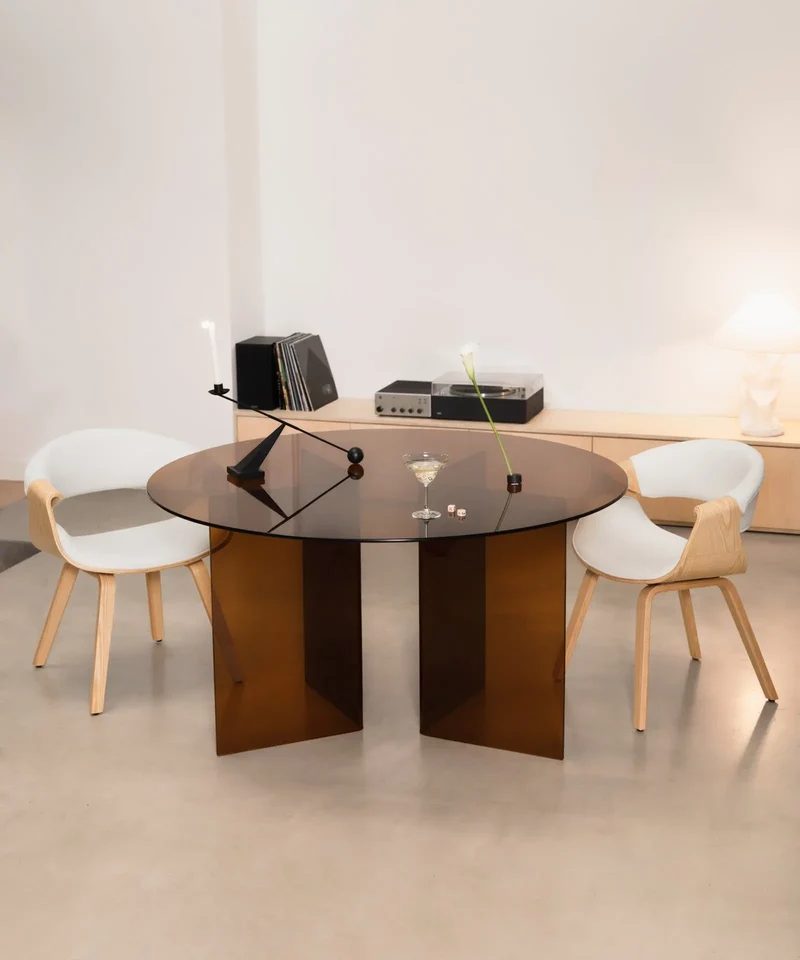 Mesa de Comedor Redonda de Cristal Templado Ona 137 cm
