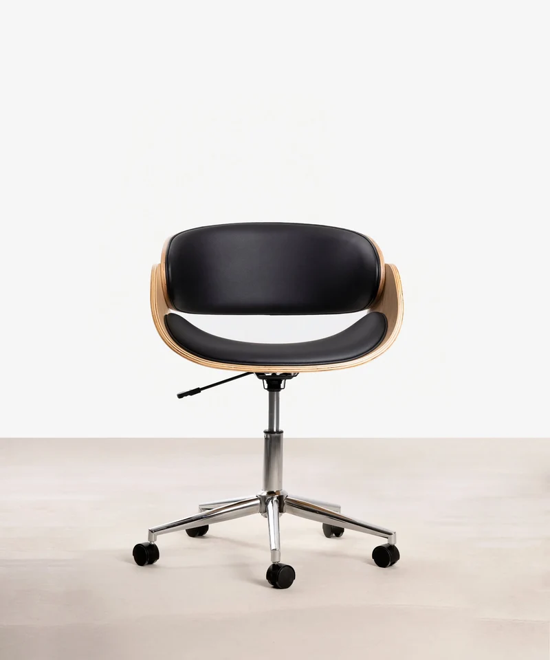 Silla de Escritorio de Polipiel y Madera Debbie
