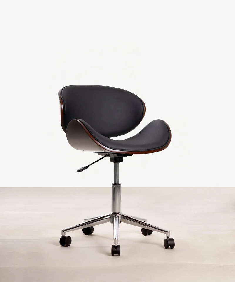 Silla de Escritorio de Polipiel y Madera Shelley