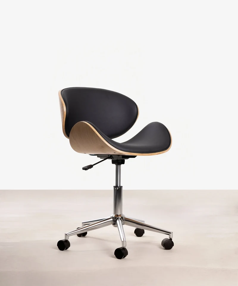 Silla de Escritorio de Polipiel y Madera Shelley