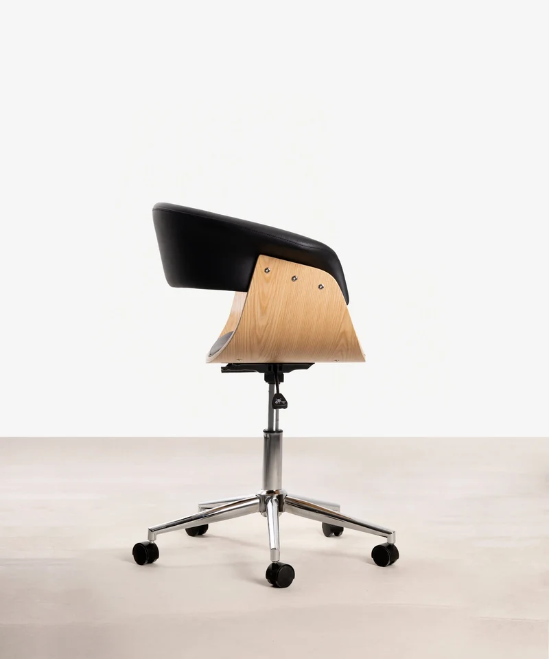 Silla de Escritorio de Polipiel y Madera Beckett