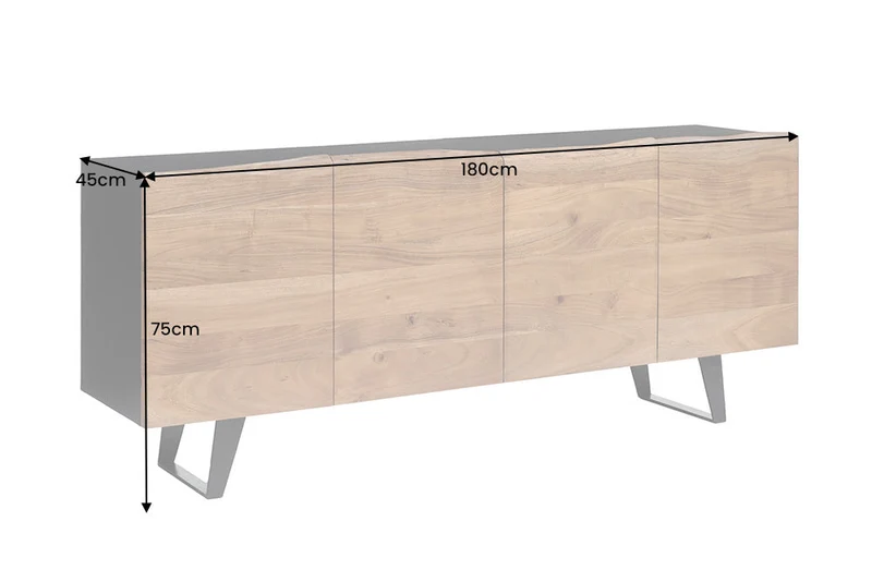 Buffet design industriel ORGANIC ARTWORK 180cm structure en fer et bois d’acacia massif