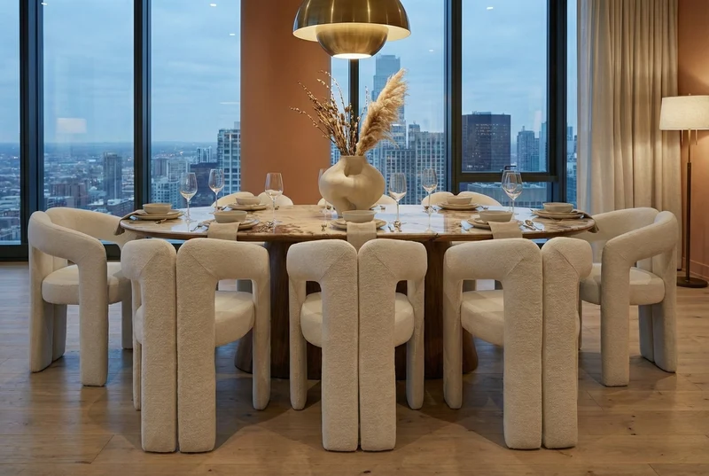 Table à manger extensible UNIQUE 160-200cm blanc Pandora céramique marron noyer pied colonne