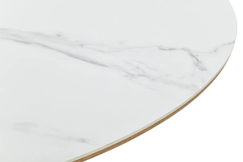 Table à manger extensible UNIQUE 160-200cm bois de chêne naturel blanc base colonne en marbre céramique