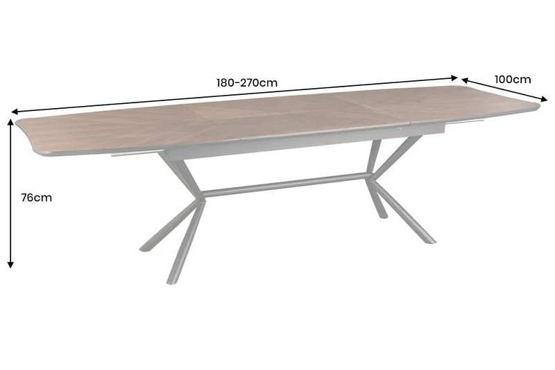 Table à manger extensible GRANDEZZA 180-270cm noyer naturel métal noir