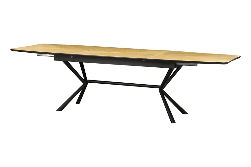 Table à manger extensible GRANDEZZA 180-270cm chêne naturel métal noir