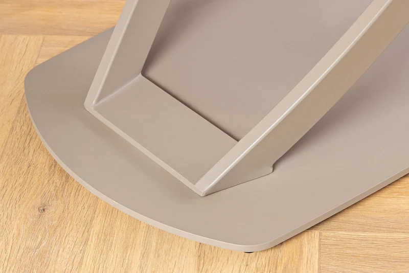 Table à manger extensible INCEPTION 130-190cm ovale travertin céramique champagne grège