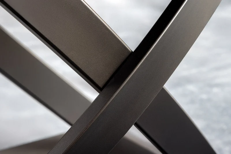 Table à manger extensible INCEPTION 130-190cm marbre blanc céramique structure métal noir